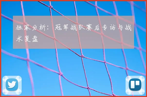 独家分析:冠军战队赛后专访与战术复盘